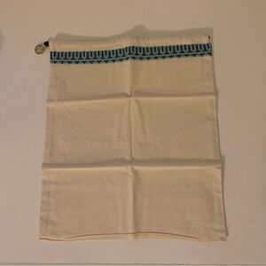 Tory Burch Logo Charm Drawstring Canvas Shoe Dust Bag
